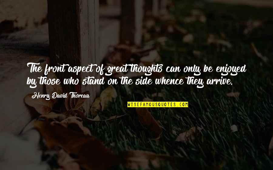 Stand Up In Front Quotes By Henry David Thoreau: The front aspect of great thoughts can only