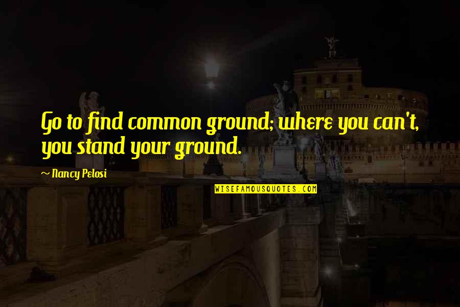 Stand Your Ground Quotes By Nancy Pelosi: Go to find common ground; where you can't,