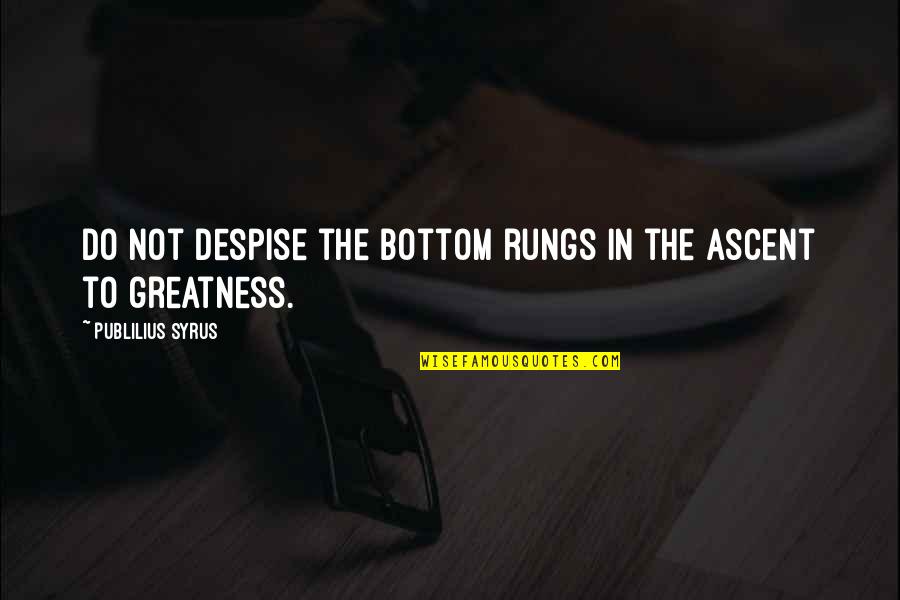 Standardism Quotes By Publilius Syrus: Do not despise the bottom rungs in the Standardism Quotes By Publilius Syrus: Do not despise the bottom rungs in the