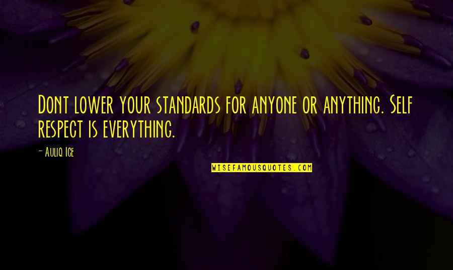 Standards Of Life Quotes By Auliq Ice: Dont lower your standards for anyone or anything.