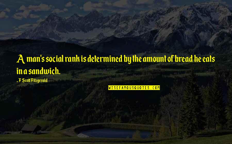 Standing Man Quotes By F Scott Fitzgerald: A man's social rank is determined by the Standing Man Quotes By F Scott Fitzgerald: A man's social rank is determined by the