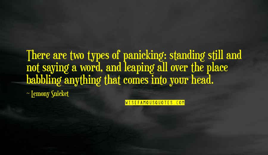 Standing Still Quotes By Lemony Snicket: There are two types of panicking: standing still