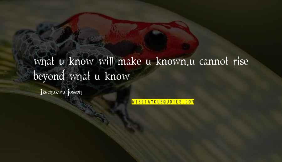Standing Strong Together Quotes By Ikechukwu Joseph: what u know will make u known.u cannot