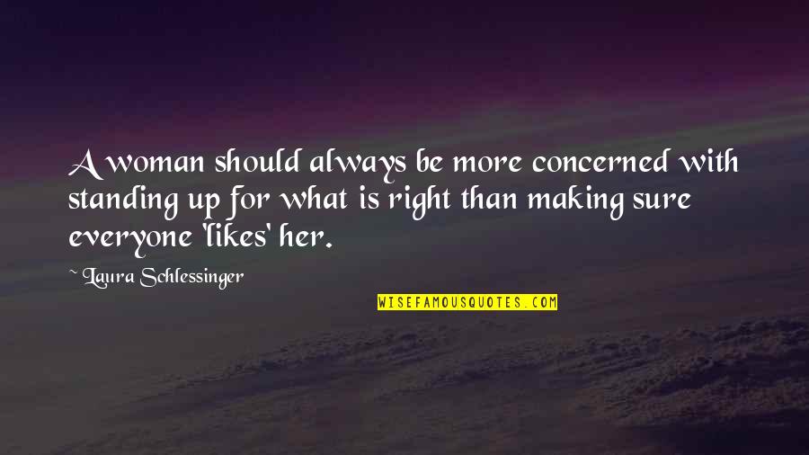 Standing Up For What Is Right Quotes By Laura Schlessinger: A woman should always be more concerned with