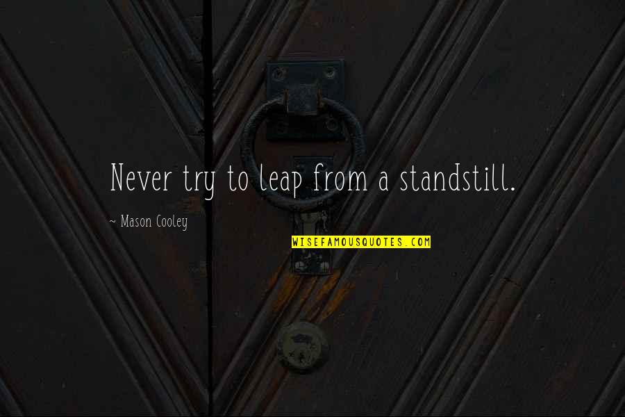 Standstill Quotes By Mason Cooley: Never try to leap from a standstill. Standstill Quotes By Mason Cooley: Never try to leap from a standstill.