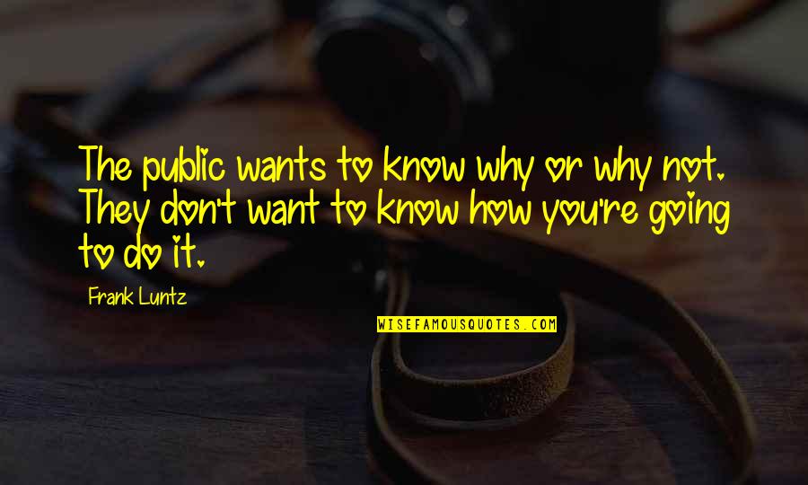 Stangaciu Vioara Quotes By Frank Luntz: The public wants to know why or why