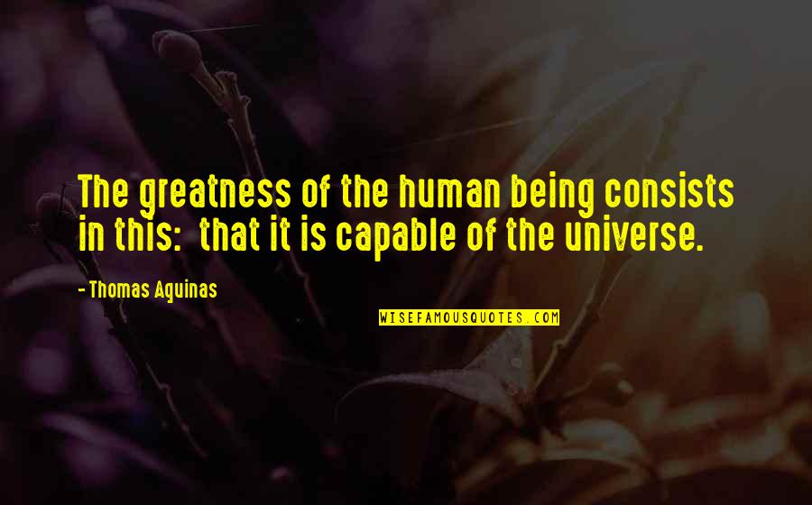 Stanislavskis Rifle Quotes By Thomas Aquinas: The greatness of the human being consists in Stanislavskis Rifle Quotes By Thomas Aquinas: The greatness of the human being consists in