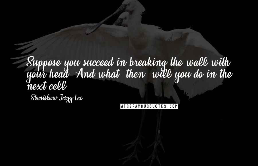 Stanislaw Jerzy Lec quotes: Suppose you succeed in breaking the wall with your head. And what, then, will you do in the next cell?