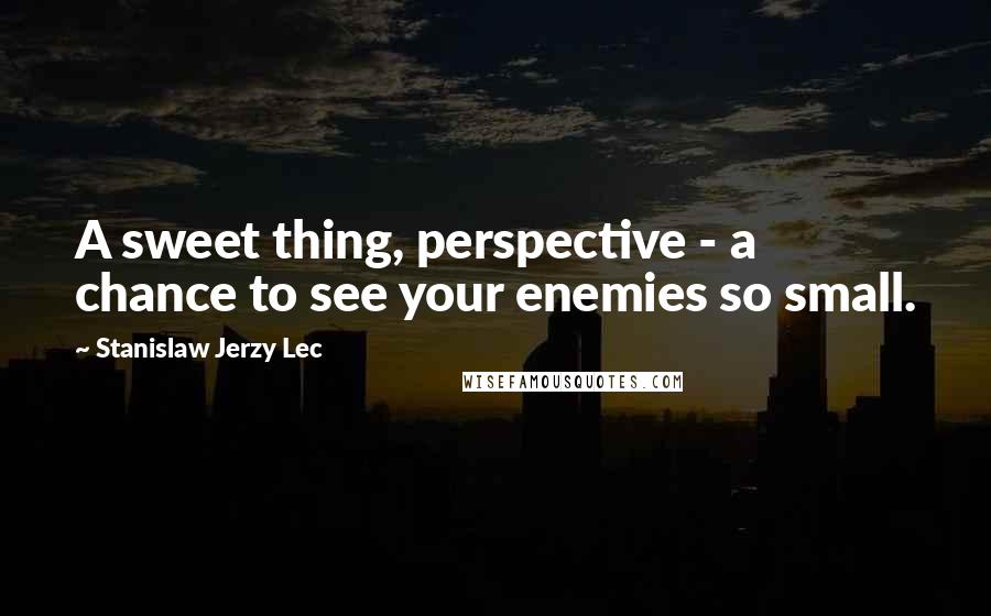 Stanislaw Jerzy Lec quotes: A sweet thing, perspective - a chance to see your enemies so small.