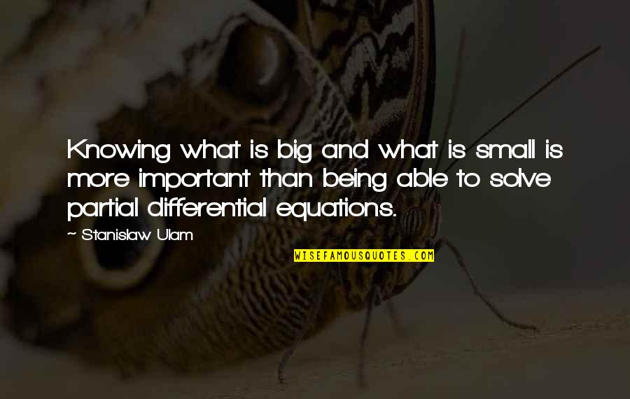 Stanislaw Ulam Quotes By Stanislaw Ulam: Knowing what is big and what is small Stanislaw Ulam Quotes By Stanislaw Ulam: Knowing what is big and what is small