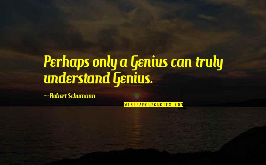 Stansfields Llc Quotes By Robert Schumann: Perhaps only a Genius can truly understand Genius.