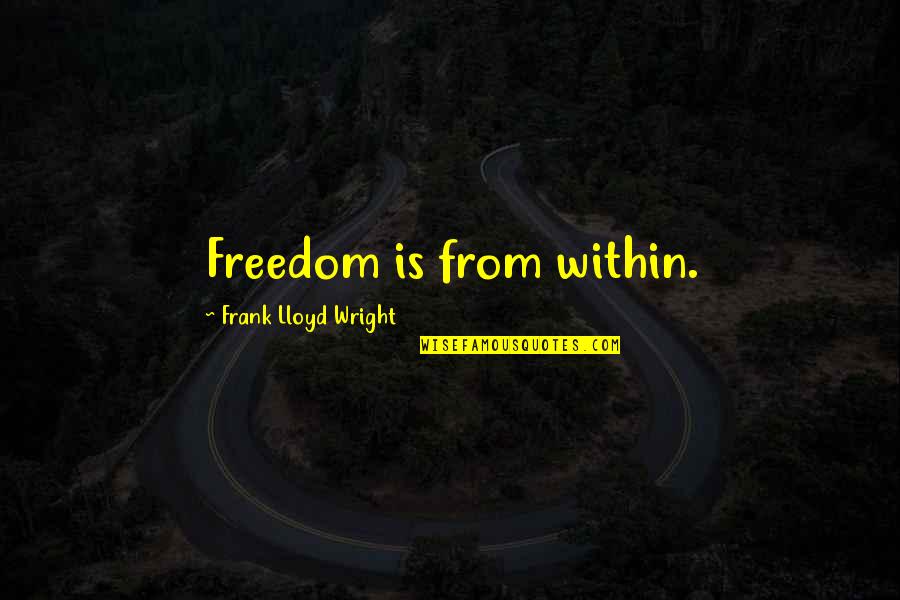 Stanton Peele Quotes By Frank Lloyd Wright: Freedom is from within. Stanton Peele Quotes By Frank Lloyd Wright: Freedom is from within.