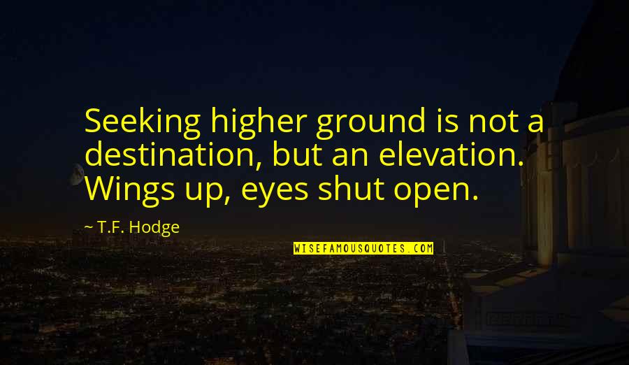 Stanza In Poetry Quotes By T.F. Hodge: Seeking higher ground is not a destination, but