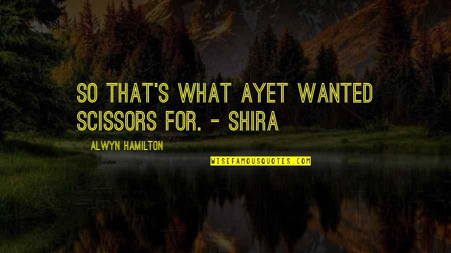 Star Force Quotes By Alwyn Hamilton: So that's what Ayet wanted scissors for. -
