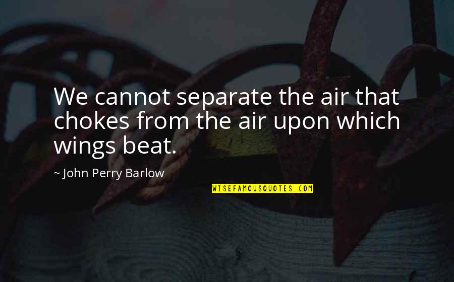 Star Plus Krishna Quotes By John Perry Barlow: We cannot separate the air that chokes from