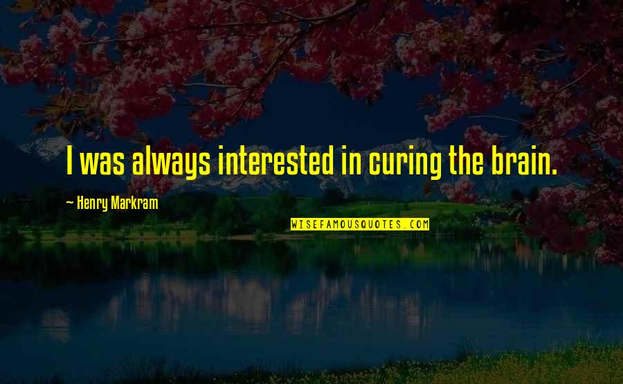 Starbase Mn Quotes By Henry Markram: I was always interested in curing the brain. Starbase Mn Quotes By Henry Markram: I was always interested in curing the brain.