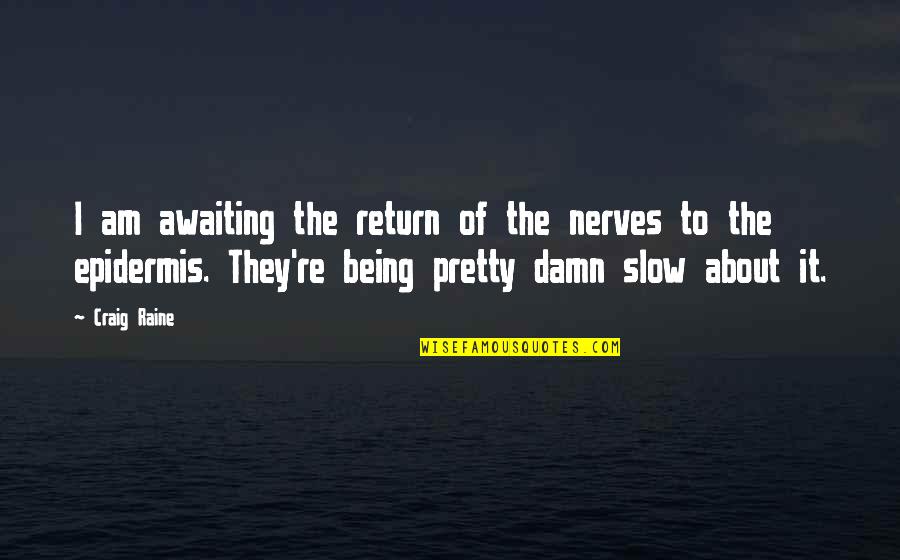 Starched Wrangler Quotes By Craig Raine: I am awaiting the return of the nerves