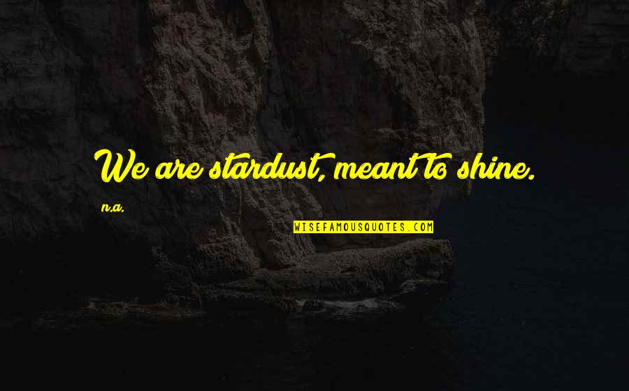 Stardust To Stardust Quotes By N.a.: We are stardust, meant to shine.