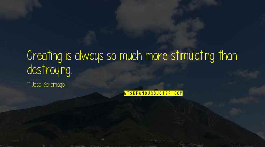 Stare Down Kid Quotes By Jose Saramago: Creating is always so much more stimulating than Stare Down Kid Quotes By Jose Saramago: Creating is always so much more stimulating than