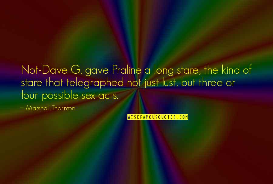Stare Quotes By Marshall Thornton: Not-Dave G. gave Praline a long stare, the
