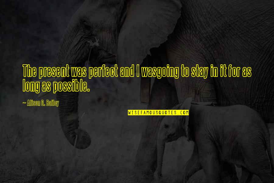 Stareigrice Quotes By Alison G. Bailey: The present was perfect and I wasgoing to