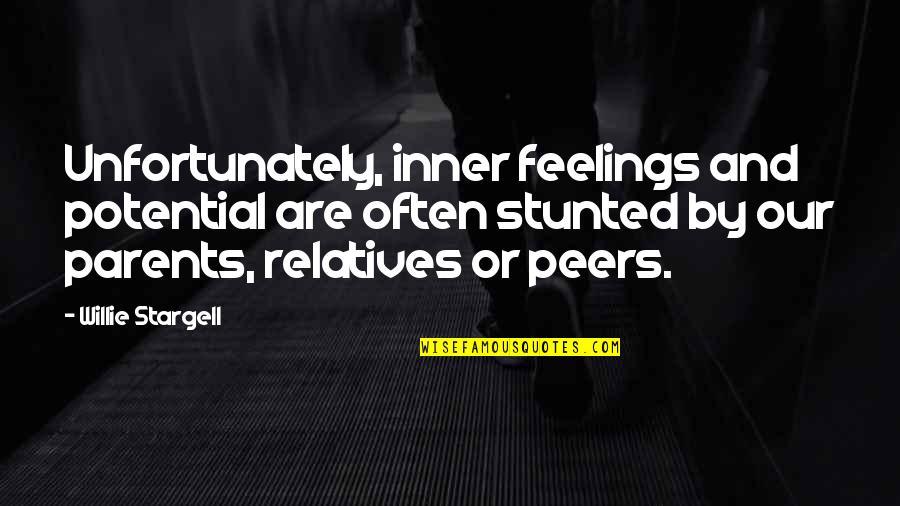 Stargell's Quotes By Willie Stargell: Unfortunately, inner feelings and potential are often stunted