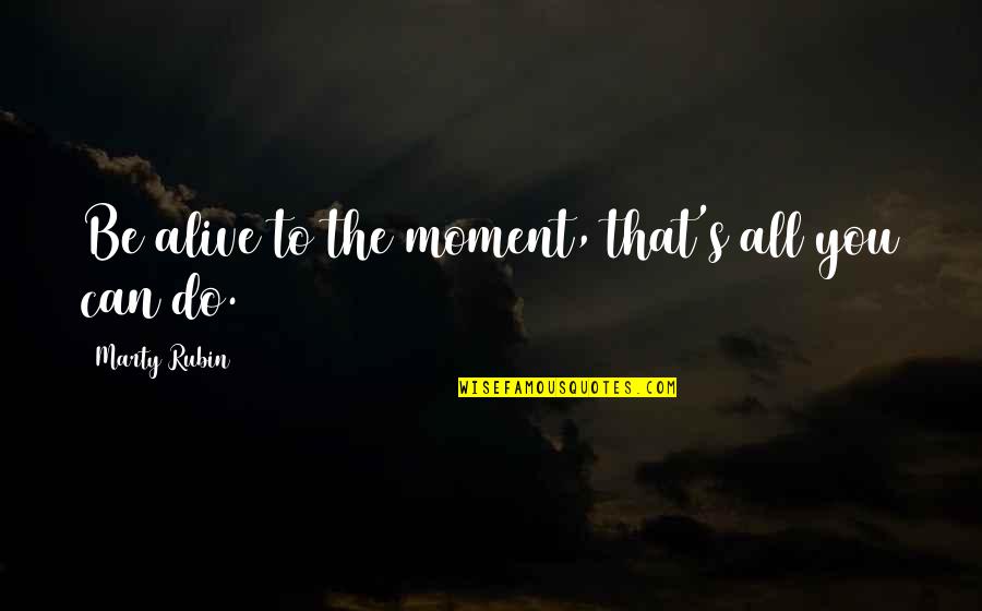 Stariha Robert Quotes By Marty Rubin: Be alive to the moment, that's all you
