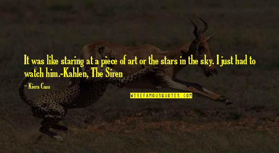 Staring At Him Quotes By Kiera Cass: It was like staring at a piece of