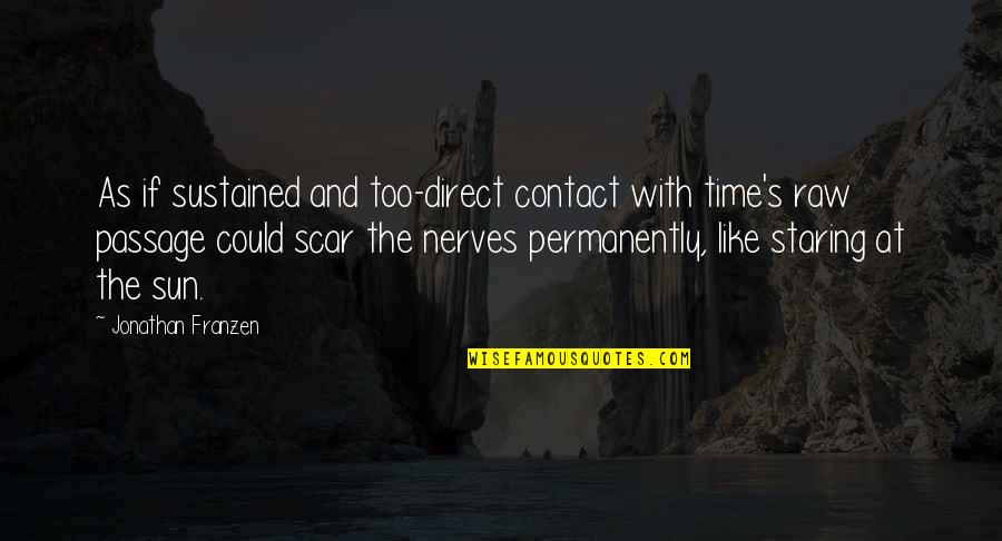 Staring At The Sun Quotes By Jonathan Franzen: As if sustained and too-direct contact with time's