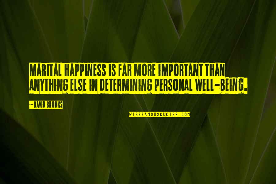 Starling Birds Quotes By David Brooks: Marital happiness is far more important than anything