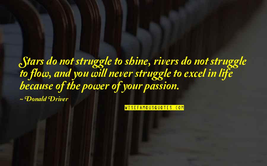 Stars And Life Quotes By Donald Driver: Stars do not struggle to shine, rivers do
