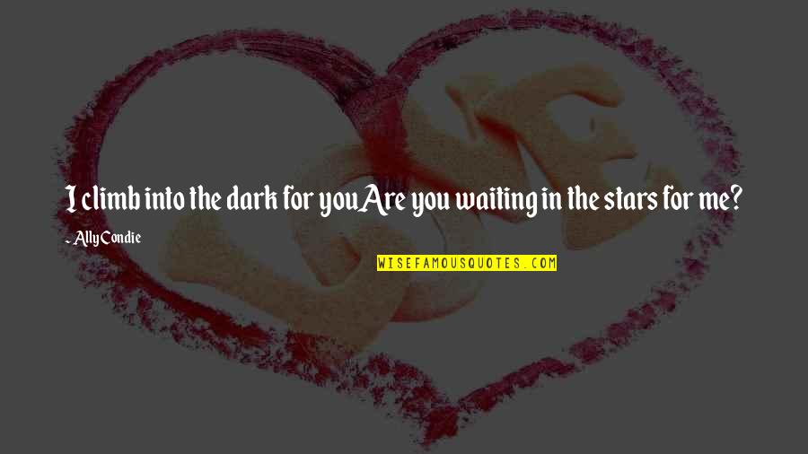 Stars Dark Quotes By Ally Condie: I climb into the dark for youAre you