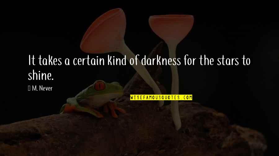 Stars Only Shine In Darkness Quotes By M. Never: It takes a certain kind of darkness for