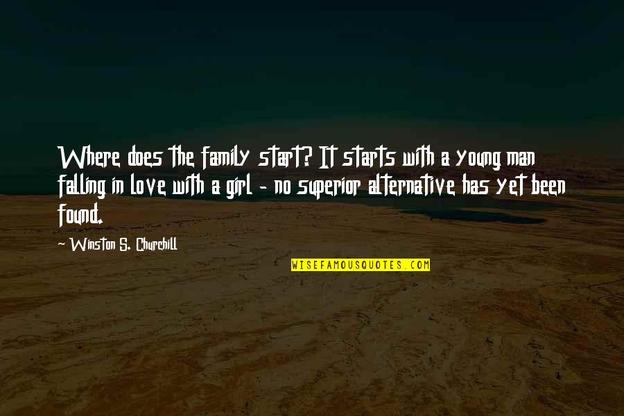 Start Falling In Love Quotes By Winston S. Churchill: Where does the family start? It starts with Start Falling In Love Quotes By Winston S. Churchill: Where does the family start? It starts with