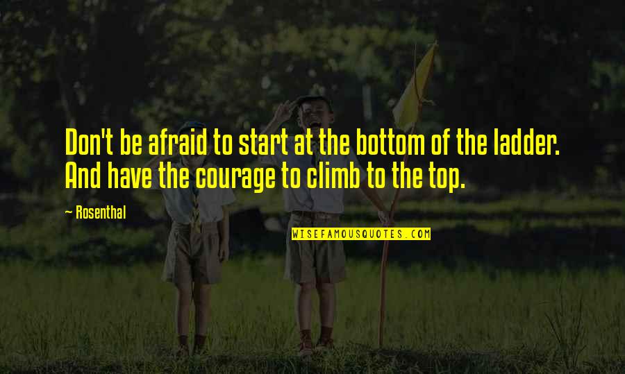 Start Life Quotes By Rosenthal: Don't be afraid to start at the bottom Start Life Quotes By Rosenthal: Don't be afraid to start at the bottom