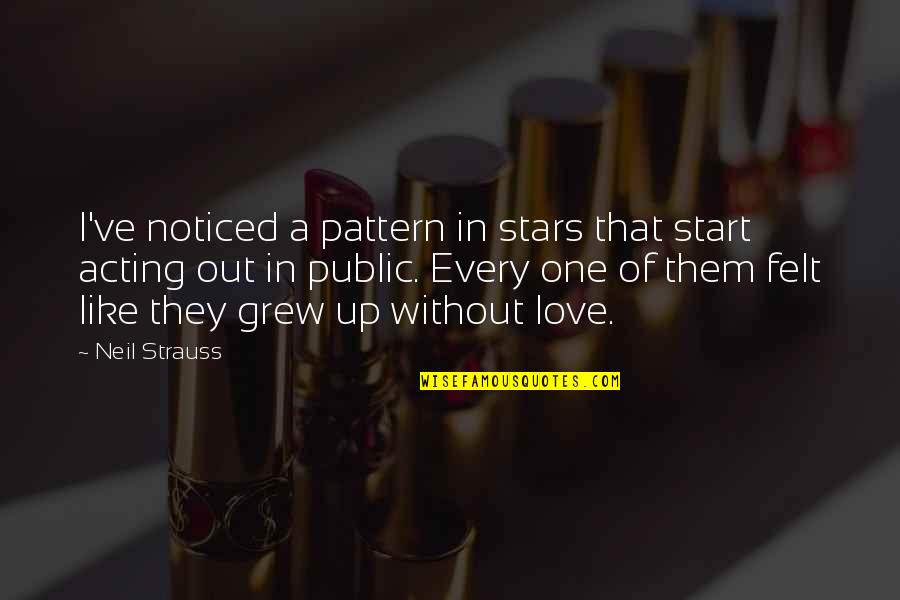 Start Of Love Quotes By Neil Strauss: I've noticed a pattern in stars that start