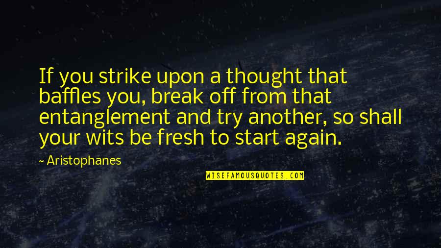 Start Over Fresh Quotes By Aristophanes: If you strike upon a thought that baffles