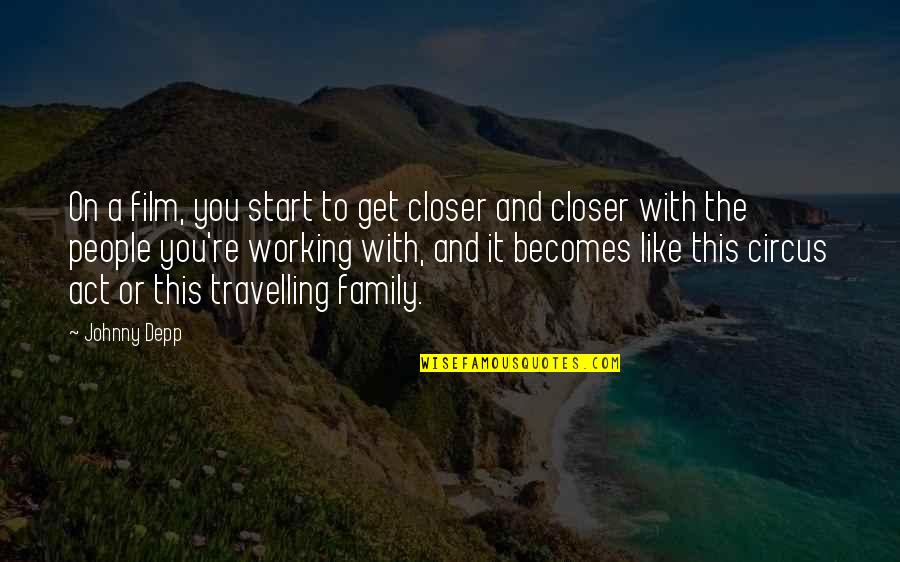 Start Travelling Quotes By Johnny Depp: On a film, you start to get closer