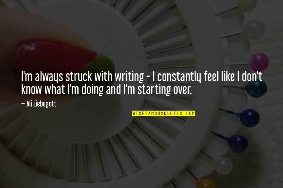 Starting Over Quotes By Ali Liebegott: I'm always struck with writing - I constantly