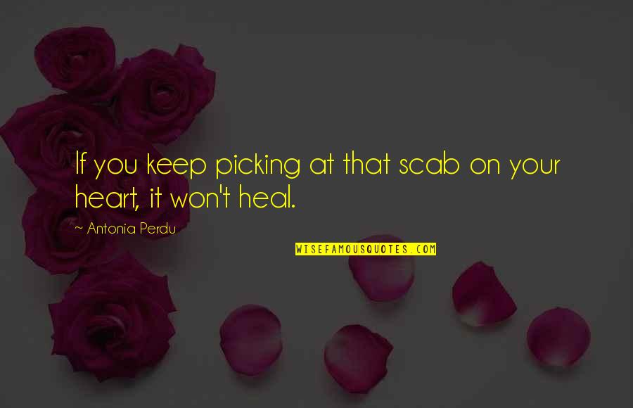Starting To Love Quotes By Antonia Perdu: If you keep picking at that scab on Starting To Love Quotes By Antonia Perdu: If you keep picking at that scab on