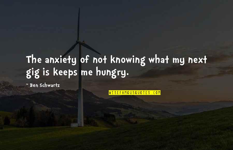 Starting To Love Yourself Quotes By Ben Schwartz: The anxiety of not knowing what my next