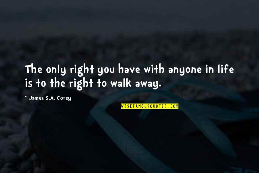 Startup Teams Quotes By James S.A. Corey: The only right you have with anyone in Startup Teams Quotes By James S.A. Corey: The only right you have with anyone in
