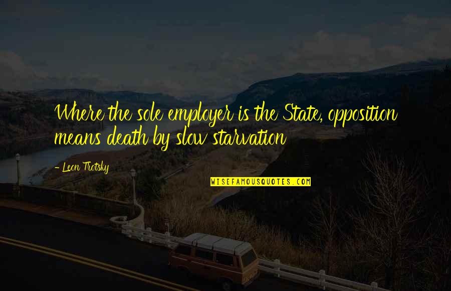 Starvation Quotes By Leon Trotsky: Where the sole employer is the State, opposition