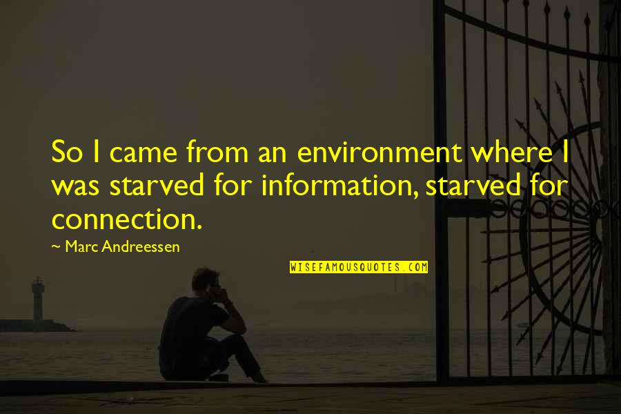 Starved Quotes By Marc Andreessen: So I came from an environment where I