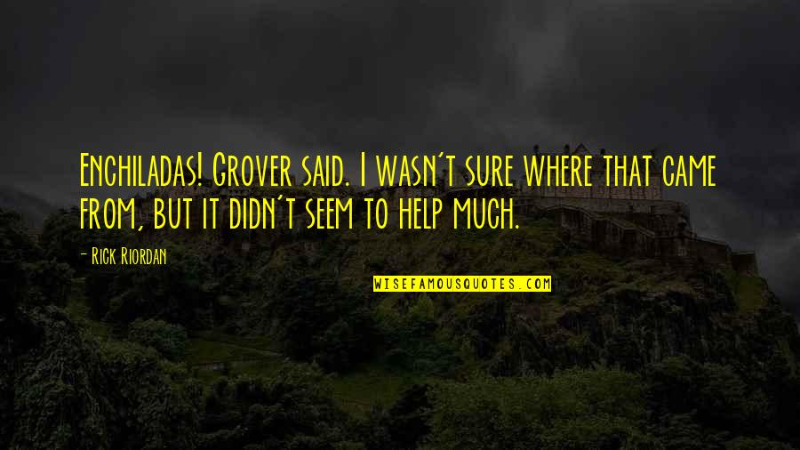 State Of Exception Quotes By Rick Riordan: Enchiladas! Grover said. I wasn't sure where that