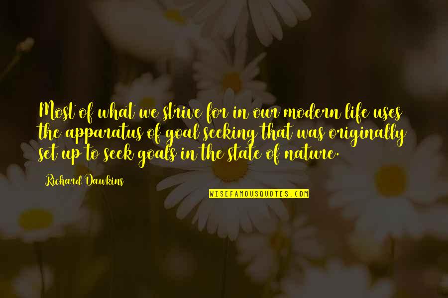 State Of Nature Quotes By Richard Dawkins: Most of what we strive for in our