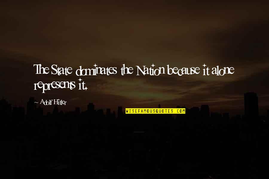 State Of The Nation Quotes By Adolf Hitler: The State dominates the Nation because it alone