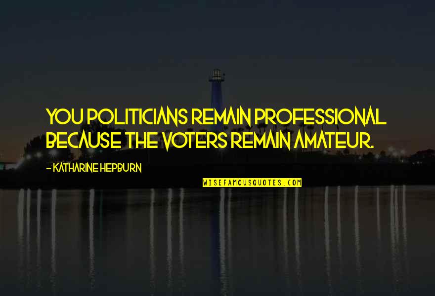 State Of Union Quotes By Katharine Hepburn: You politicians remain professional because the voters remain