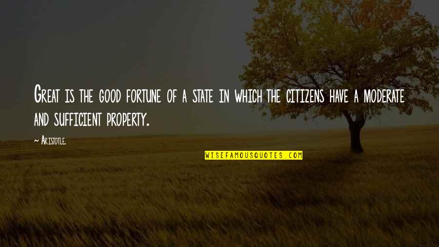 State Property 2 Quotes By Aristotle.: Great is the good fortune of a state