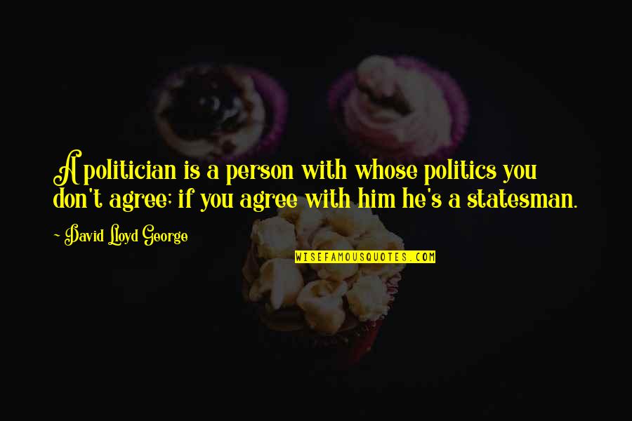 Statesman Vs Politician Quotes By David Lloyd George: A politician is a person with whose politics